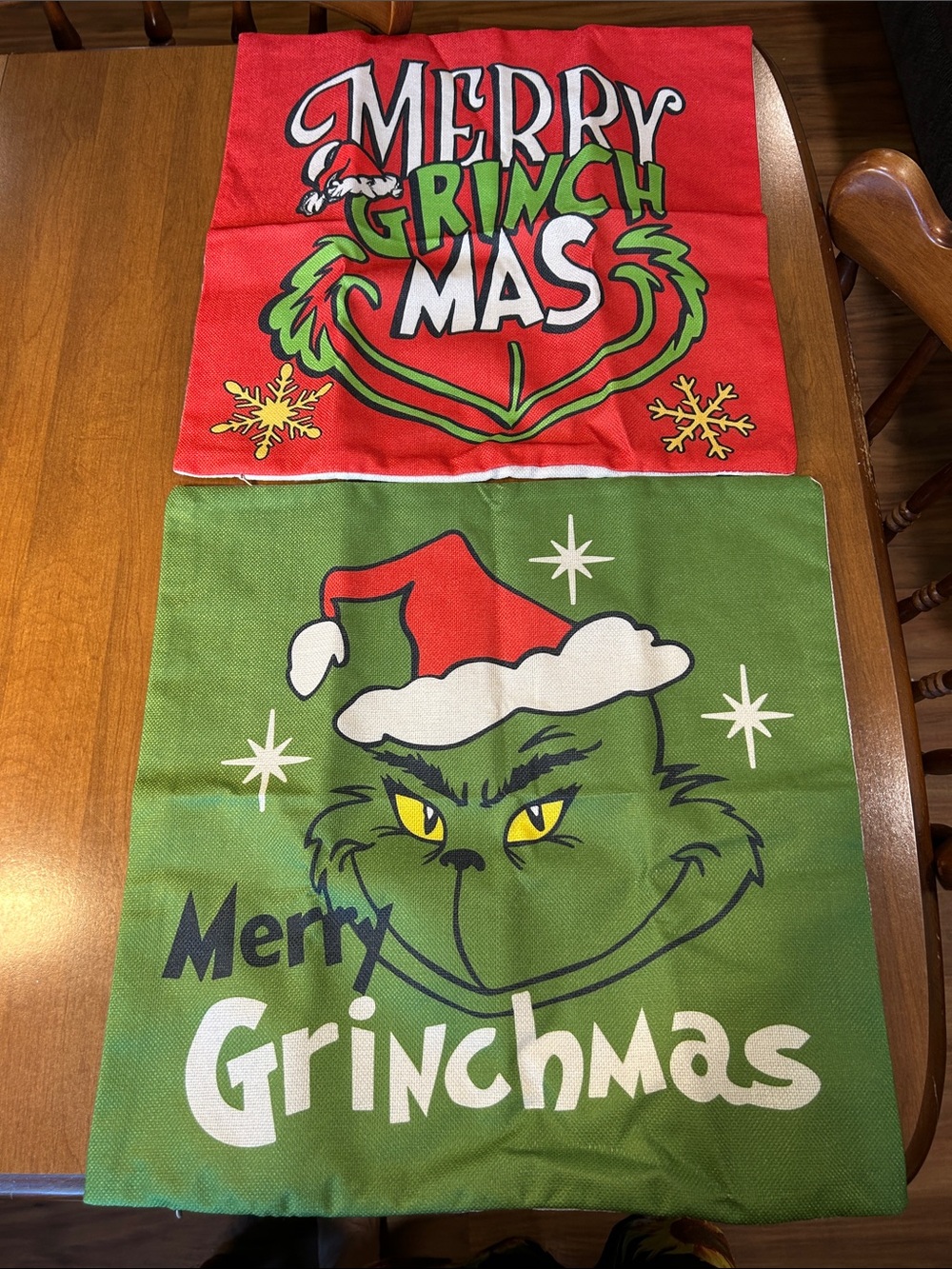 Merry Grinchmas Holiday Decorative pillow covers- Red & Green